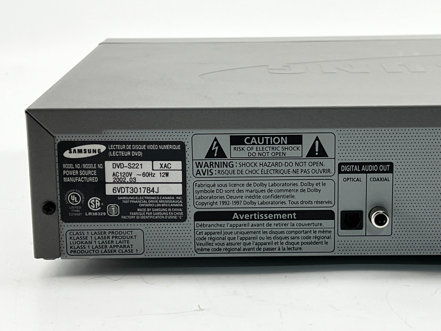 GOOD CONDITION Samsung DVD-S221 DVD Player EB-4197 Tested WORKS!