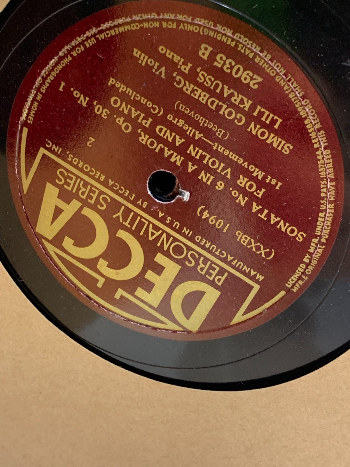 Beethoven violin sonatas vol. II set of vinyl