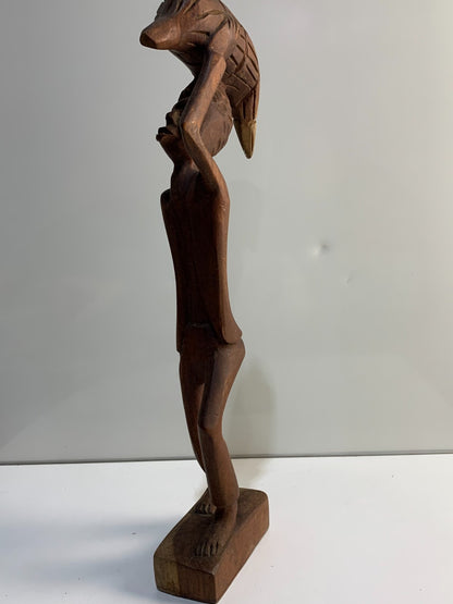 Folk Art Hand Carved Wood Sculpture Man African