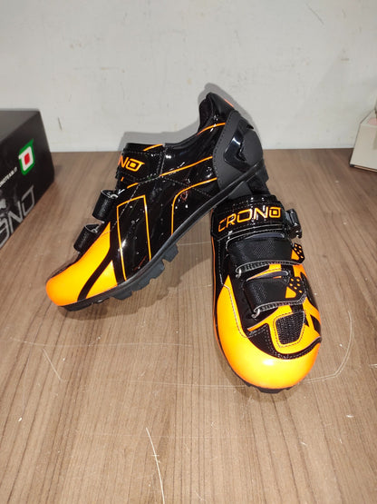 Crono CX-3 17 Mountain Bike Gravel BMX Shoes - Black Orange - Size - 40 (EUR)