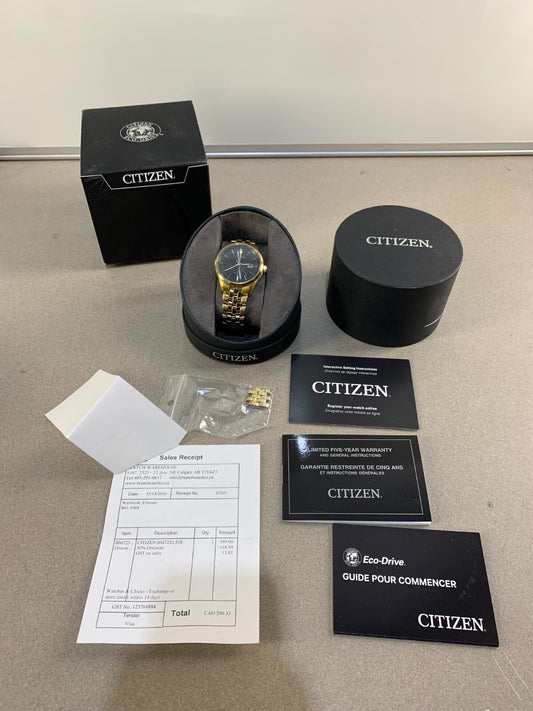 Citizen Corso Eco Drive Stainless Steel Black Dial Watch - Complete in box