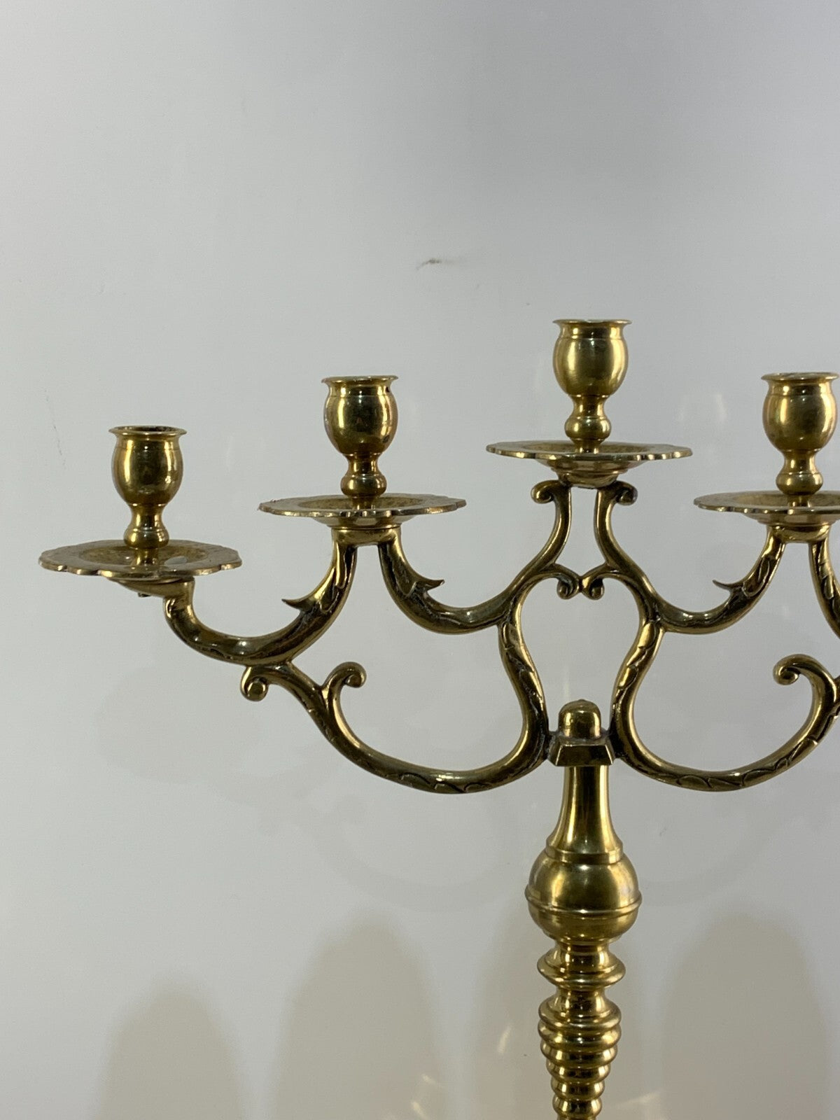 Antique Huge Victorian Brass Ornate Candelabra for 5 Taper Candles