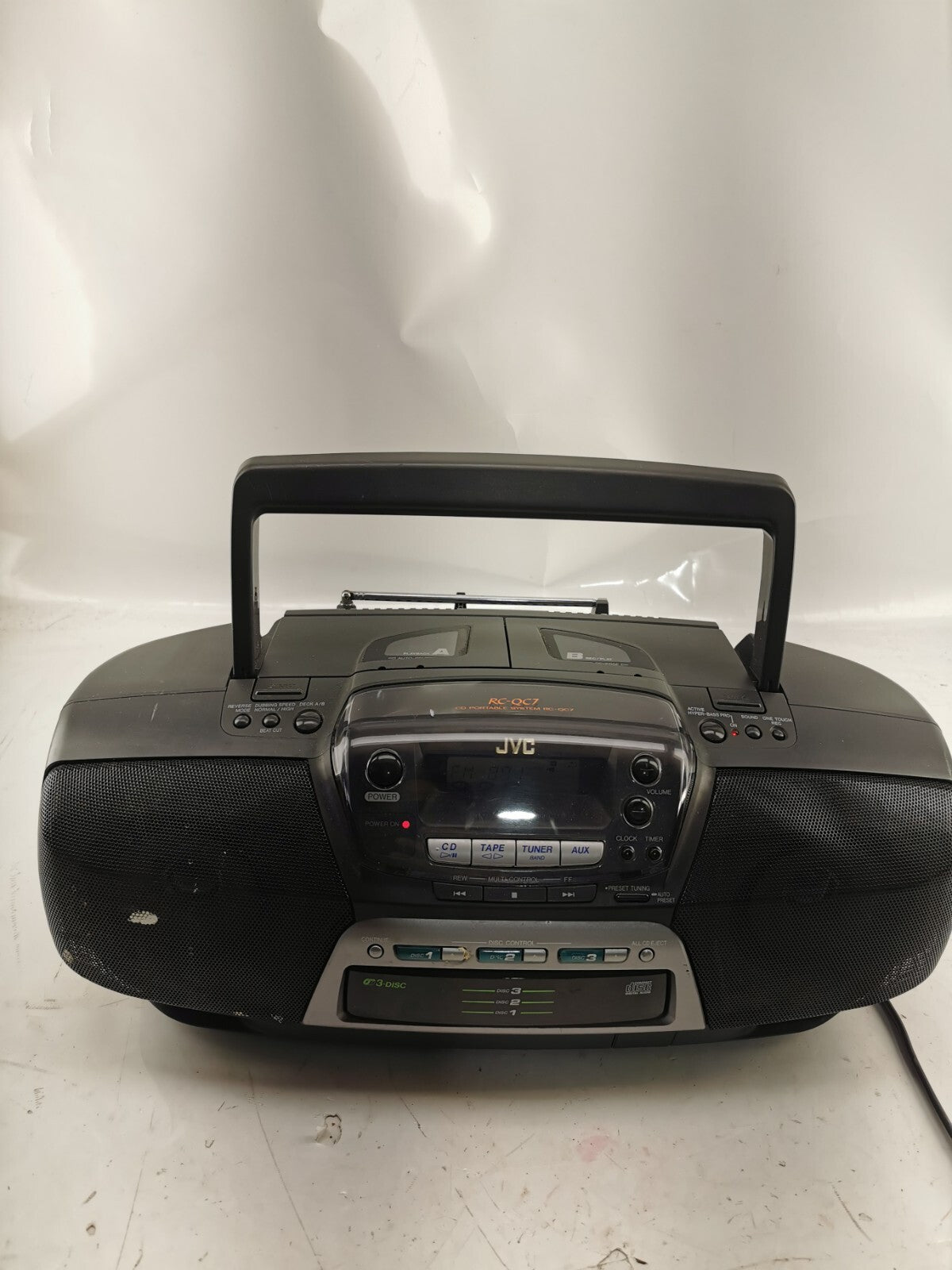 VTG ~ JVC RC-QC7 Portable 3 CD Changer AM/FM Radio BOOMBOX