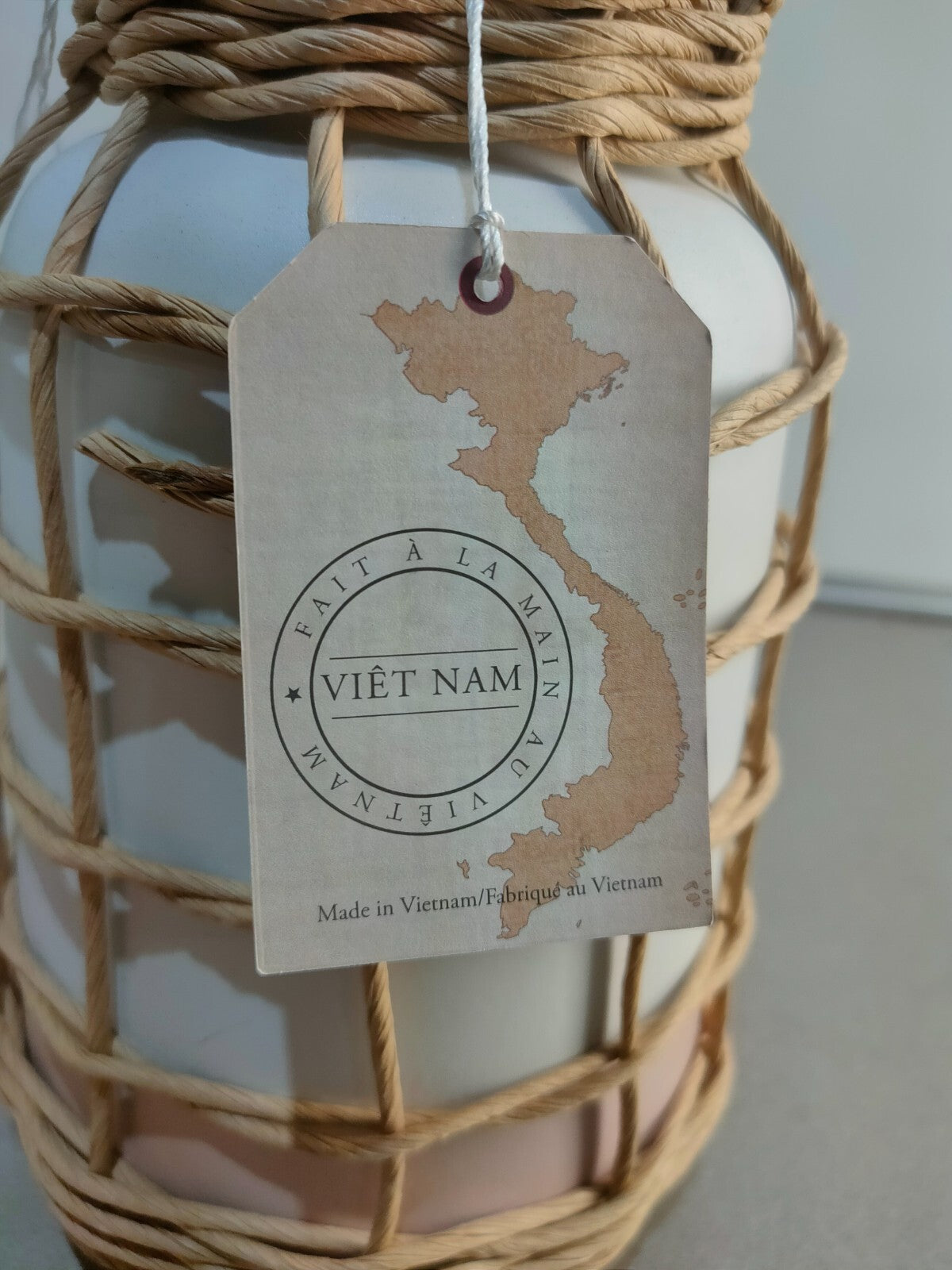 Creative Decorative Hand-Woven Seagrass and Bamboo Wrapped Vase