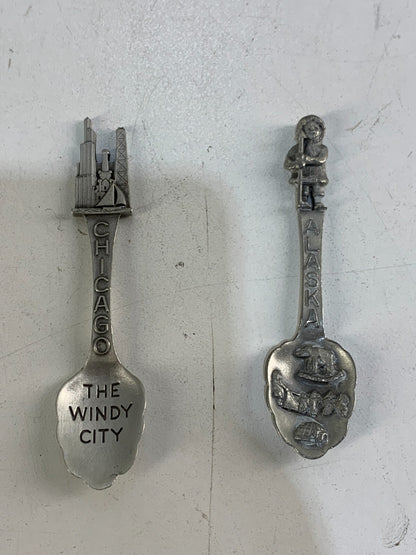 Collector spoons ALASKA,Eskimo.Dog sled.bear,iglo & Chicago The Windy City