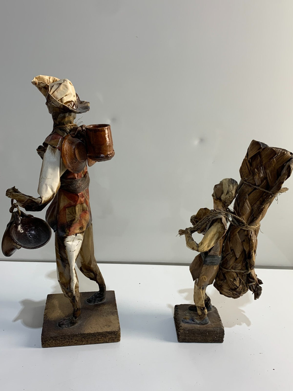Vintage Mexican Folk Art Paper Mache Man and Woman Figures.