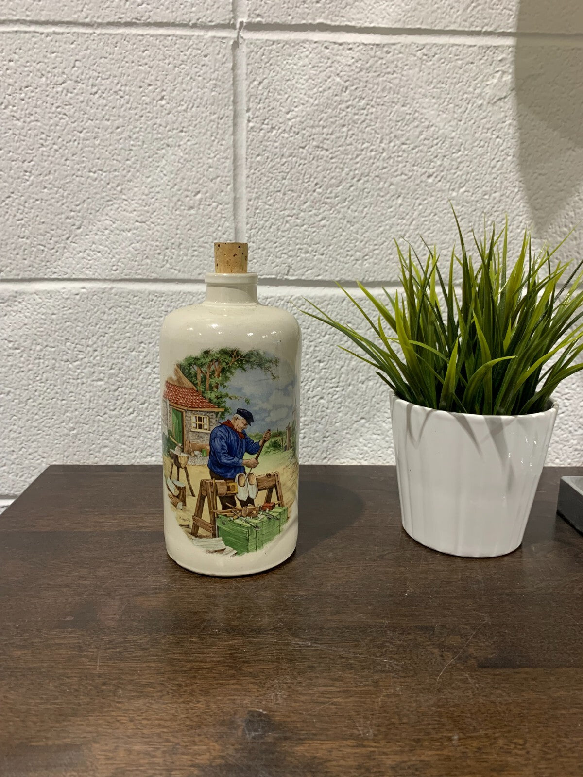 Vintage Wine Bottle MKM Germany Ceramic Signed Pottery