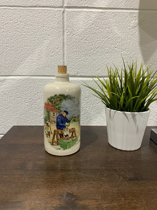 Vintage Wine Bottle MKM Germany Ceramic Signed Pottery