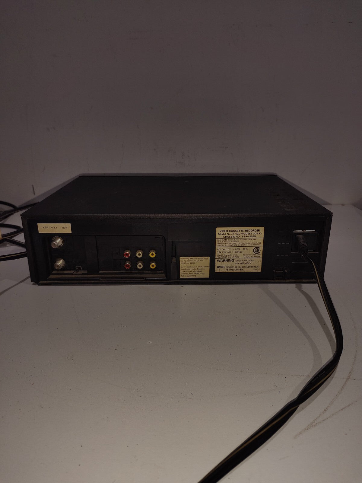 Sears Electronics VHS Player Model - 30433 - For Parts