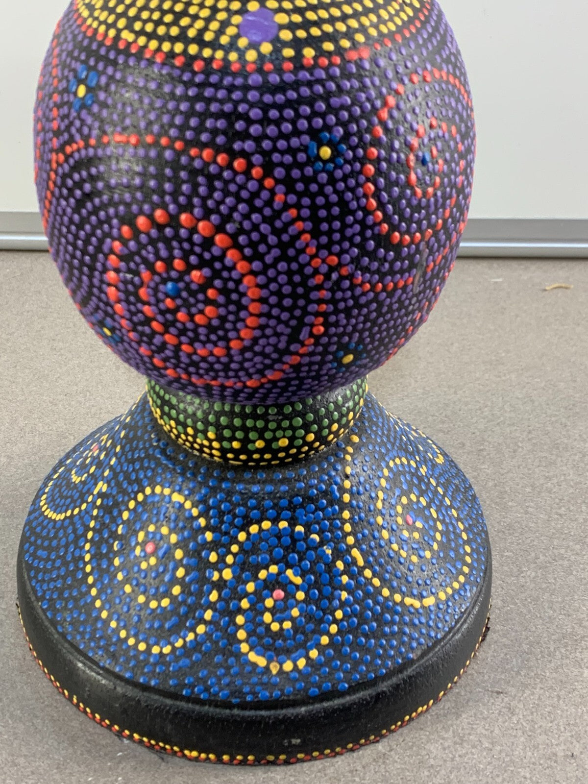 Hand Painted Stippled Wood Pillar Candle Holder