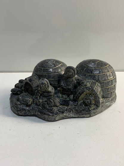 Wolf Original Handmade Sculpture of (Eskimo) Inuit Igloo Family Home. Signed.