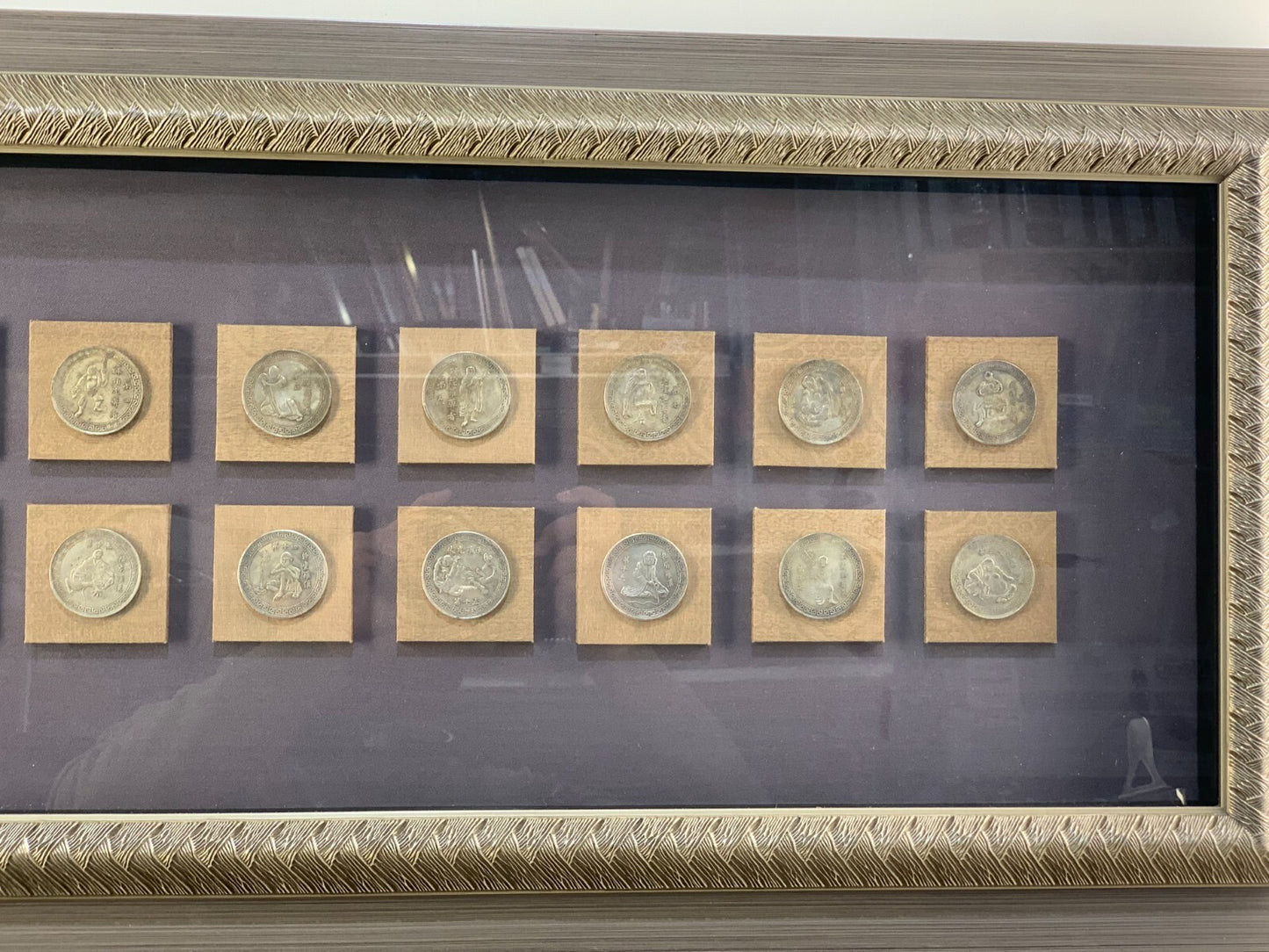 18 Antique Buddhist Arhats Coins In Frame