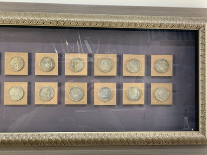 18 Antique Buddhist Arhats Coins In Frame