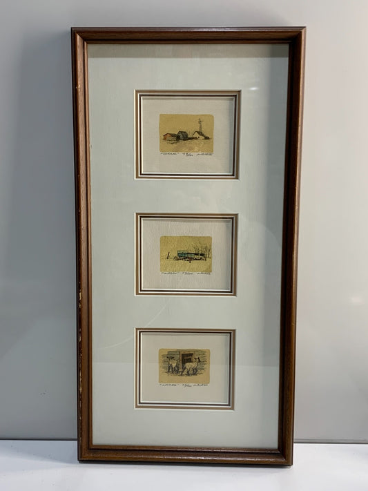 "Wagon", "Lambs" & "Corral" painting by Leonard Gibbs, 73/100
