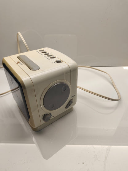 Vintage Lloyd's FM/AM Radio Alarm Clock Yellow Plastic Cube CR Works Great J303