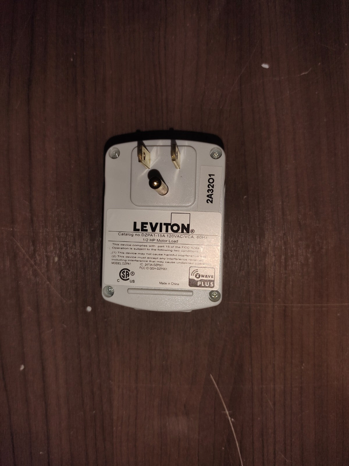 DZPA1-2BW Decora Smart Plug-in Outlet with Z-Wave Technology, White