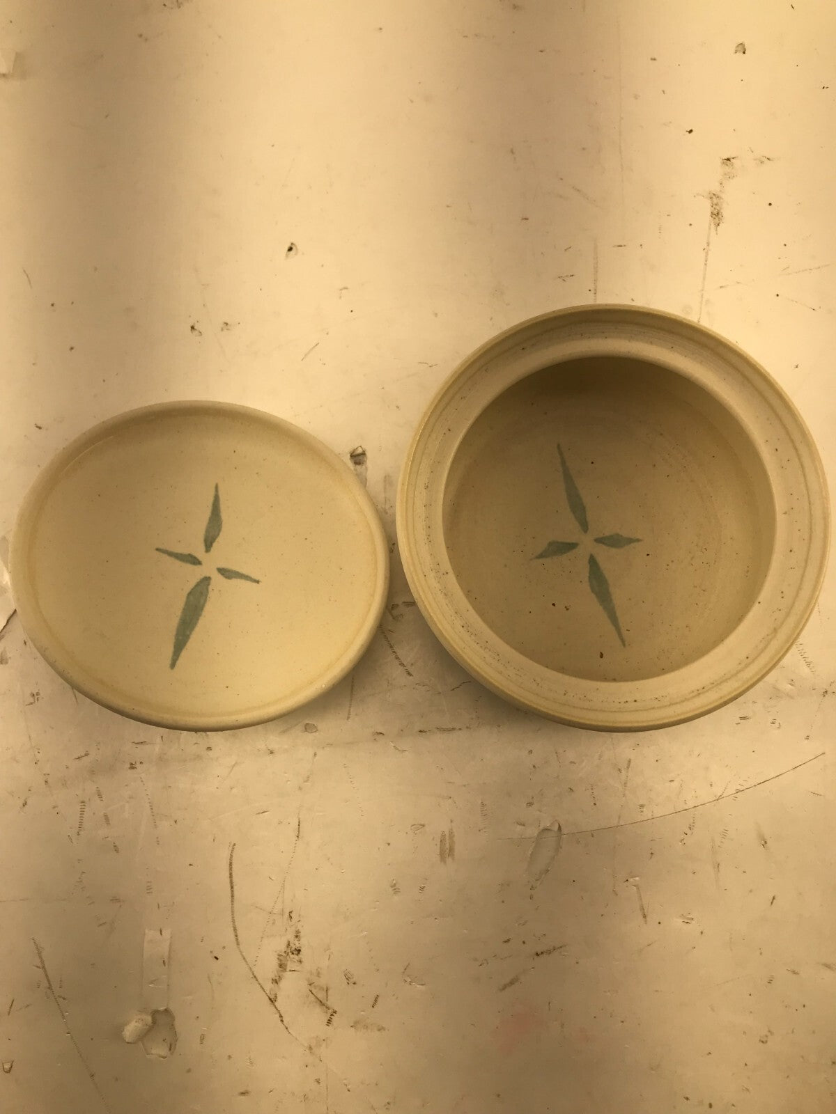 Asian style jar with lid and unique Textured Knob