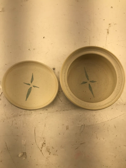 Asian style jar with lid and unique Textured Knob