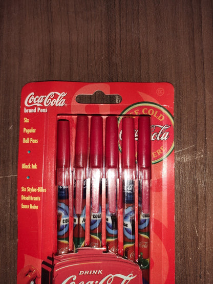 Vintage Rare Coca-Cola Brand - Ball Point Pen (6) Black Ink - New In Box