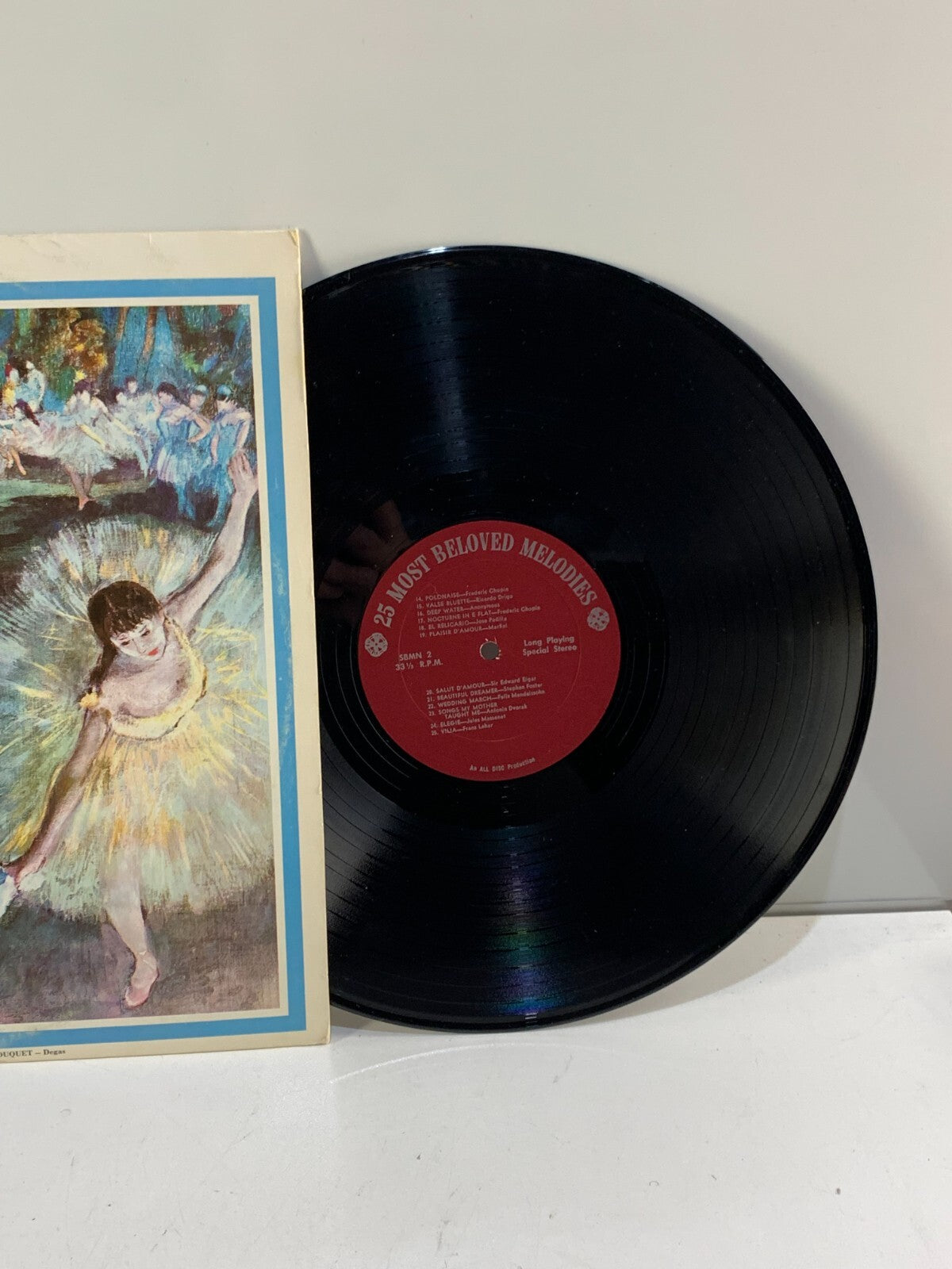 33 RPM LP Record 25 Most Beloved Melodies All-Disc Production SBMN Mozart Chopin