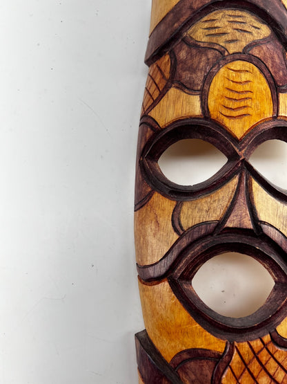 African Wood Hand Carved Painted Tribal Ceremonial Mask