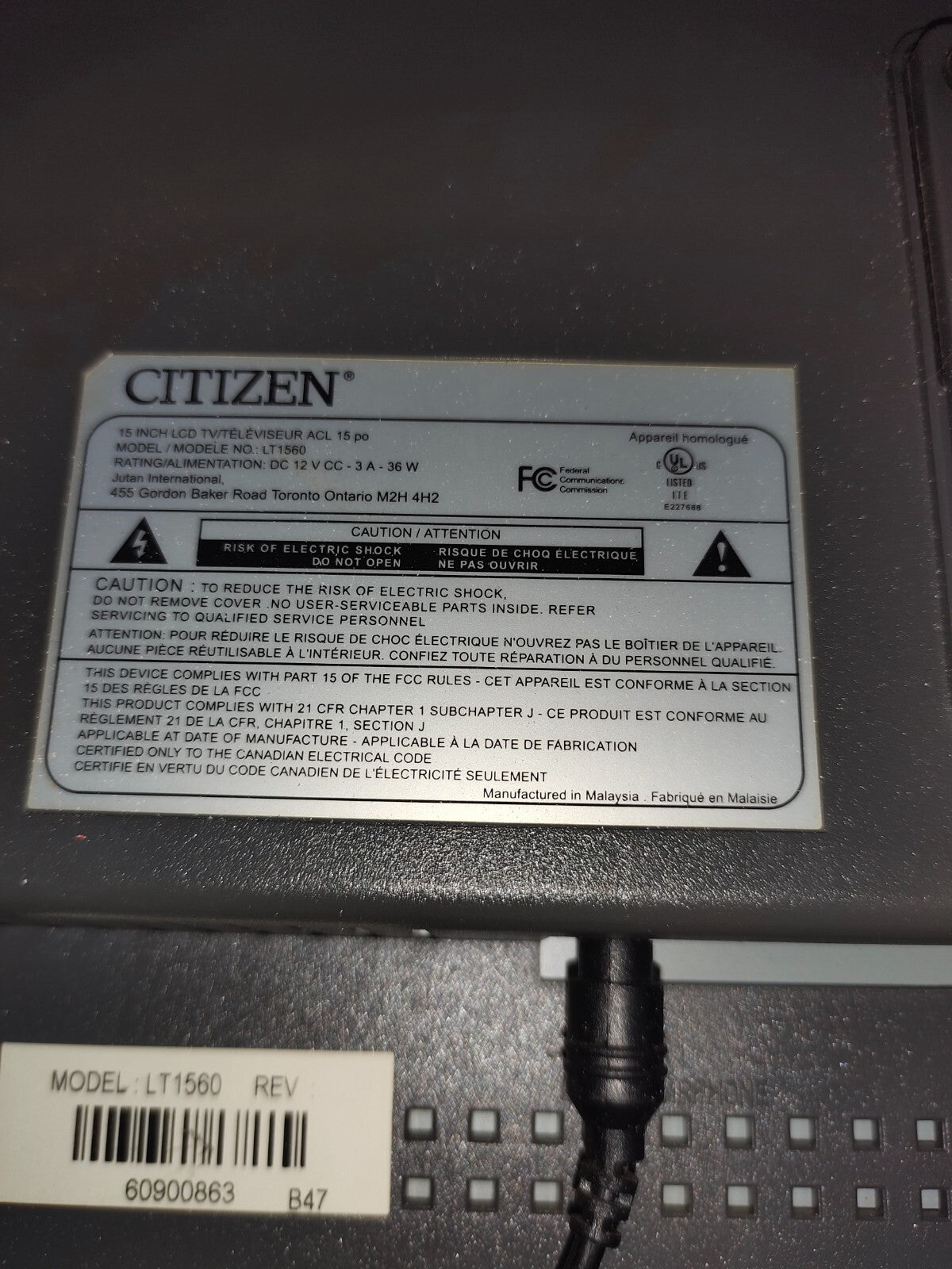 Citizen LT1560 - 15 Inch LCD TV