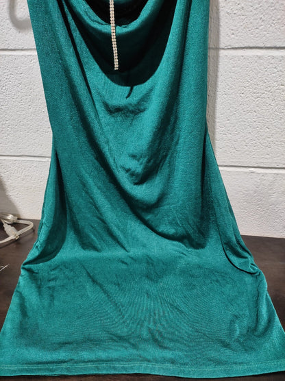 BCX Women's Necklace Dress Teal Green Velvet Cocktail Party Dress