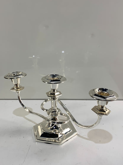 Vintage silver steel ornate candlestick holder 3 Arm Candle Holder
