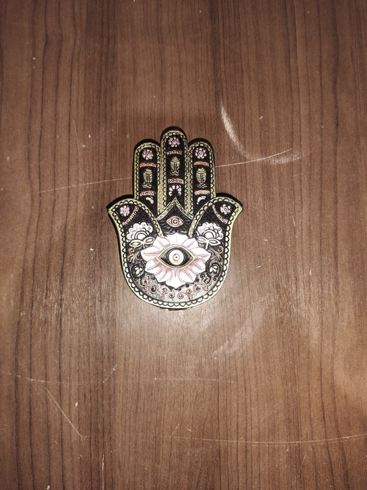 Black and Gold Hamsa or Hand of Fatima Jewelry Trinket Box