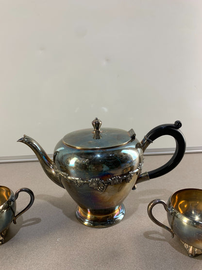 Wm. A Rogers Silver Plated Coffee or Tea Pot Sugar Bowl and Creamer Serve Set