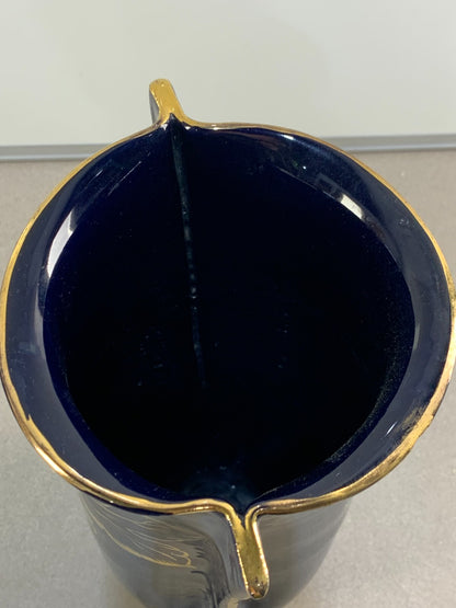 Vintage cobalt blue vase hand-painted, made in Italy