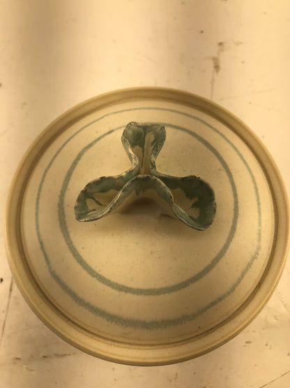 Asian style jar with lid and unique Textured Knob