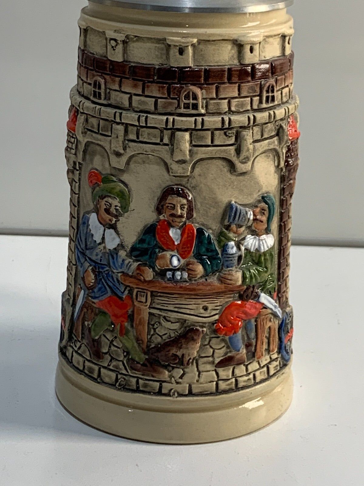 German Beer Stein life is a game of dice Knight Stein tankard, beer mug