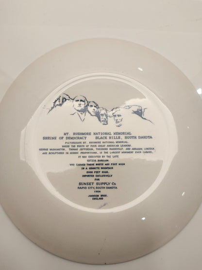 Vintage Mt. Rushmore Collectible Plate By Johnson Bros For Sunset Supply Co