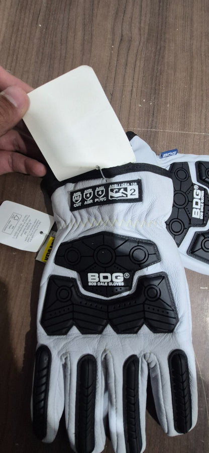 Bob Dave Gloves - BDG - 20-1-10698-M Leather Gloves - White & Black