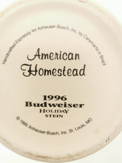 1996 Budweiser Holiday Collectible Stein American Homestead
