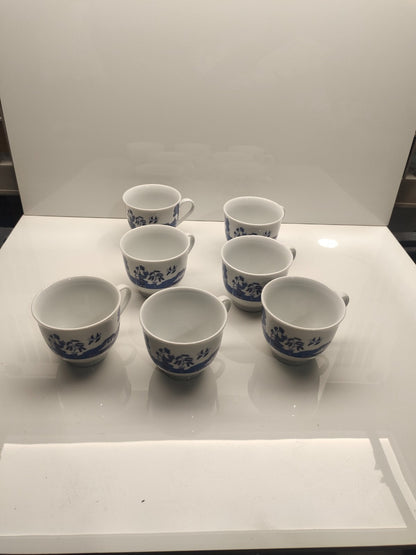ROYAL NORFOLK PLATES/CUPS BLUE & WHITE Crockery Set