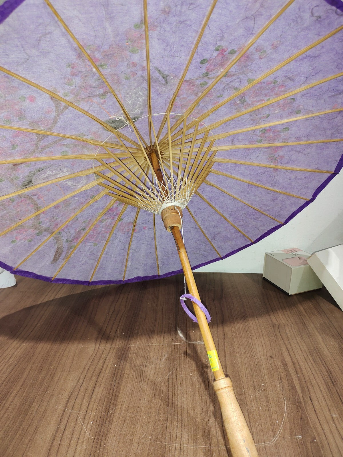 Vintage Japanese Hand Painted - Hisako In Thailand - Umbrella Rice Paper Bamboo