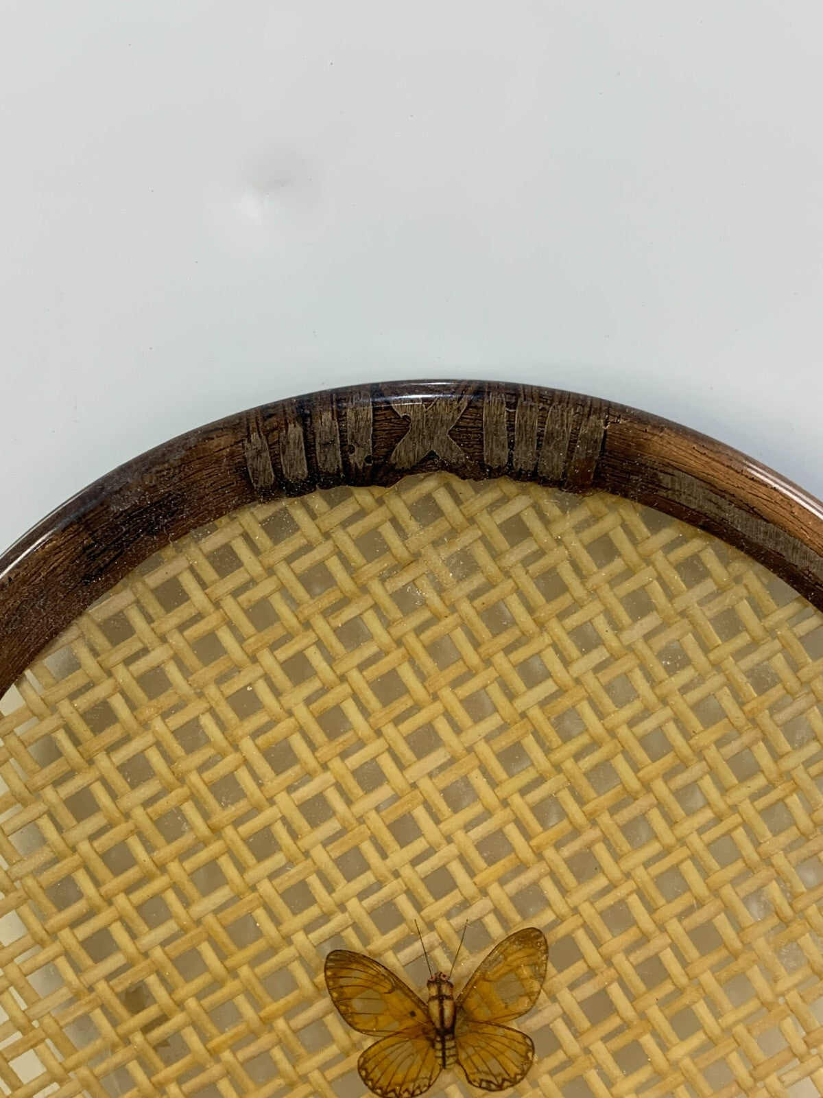 Vintage Rattan Butterfly Pressed Serving Tray