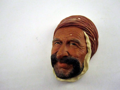 Vintage Bossons Chalkware Persian Head Ornament - Exquisite Decorative Art