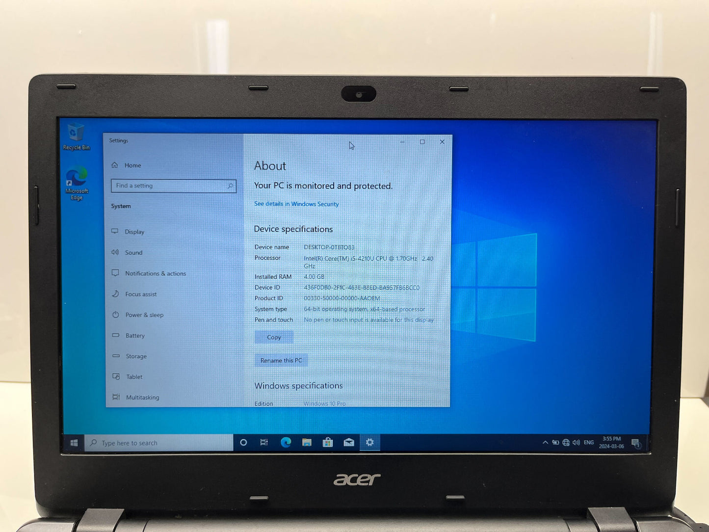 Acer TravelMate P246 i5-4210U @ 1.70 GHz 4GB RAM 500GB HDD Windows 10