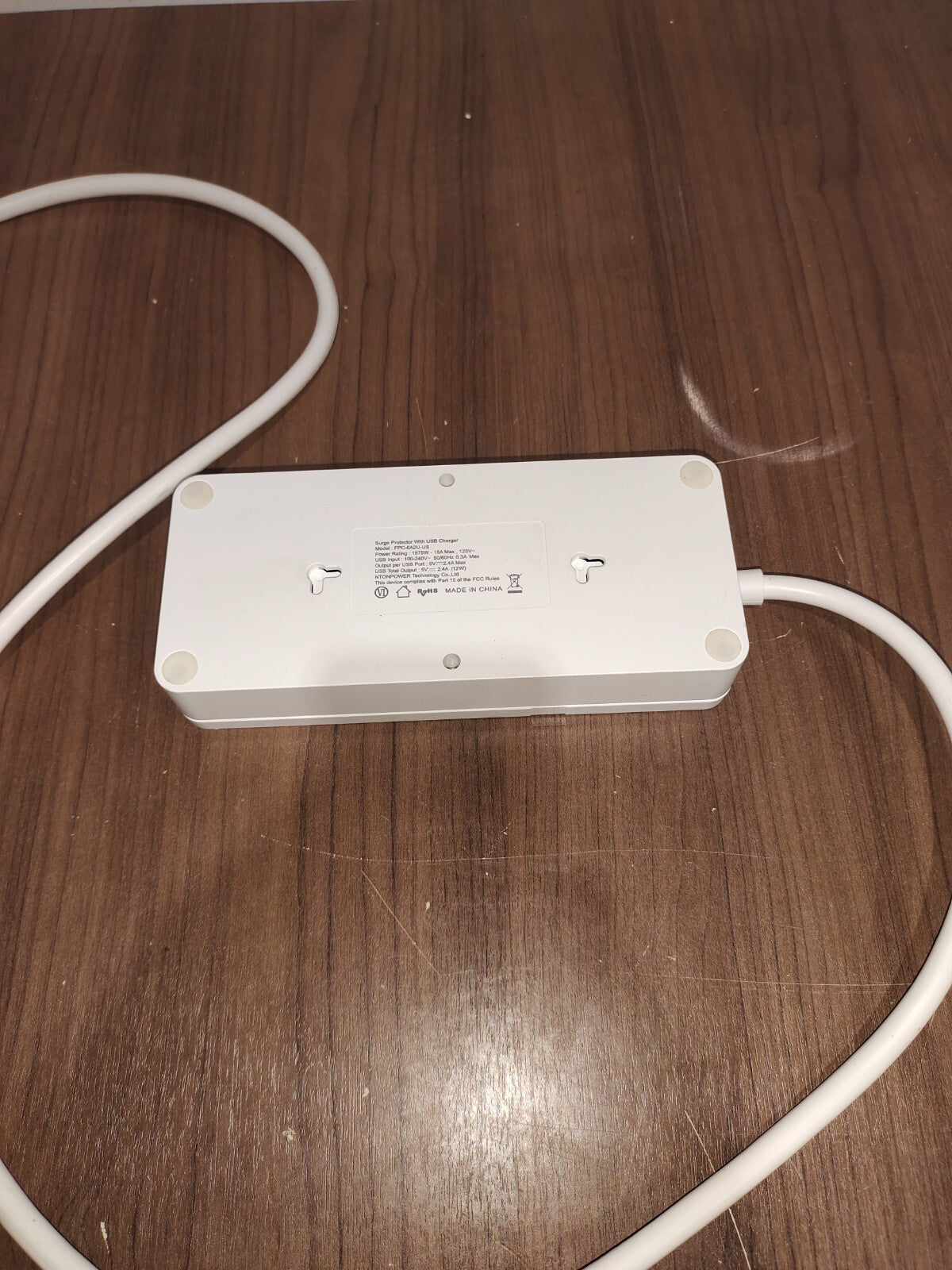 Power Strip with 10ft Extension Cord, NTONPOWER Flat Plug FPC-6A2U-US