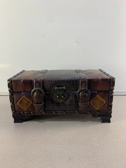 Beautiful Chest With A Metal Latch With Leather Straps