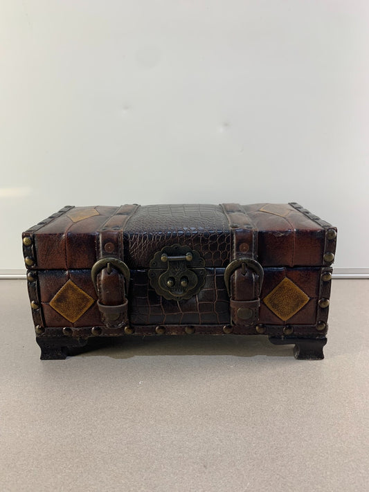 Beautiful Chest With A Metal Latch With Leather Straps