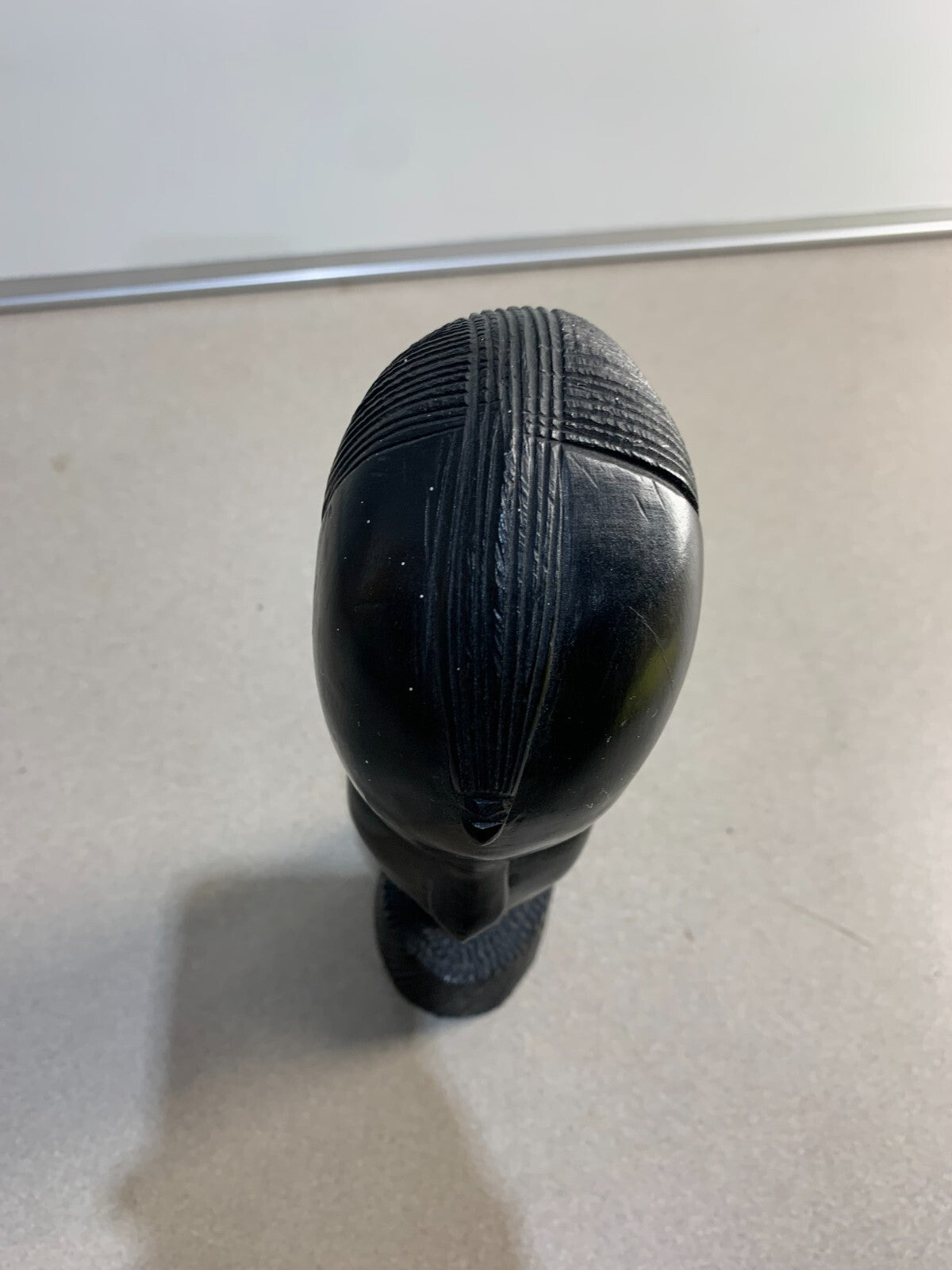 Ebony Wood Bust Carved African Art Tribal Warrior Head Sculpture.