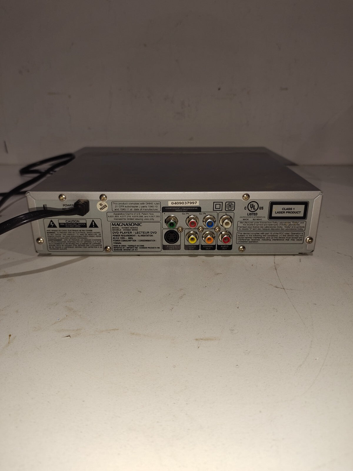 Magnasonic DVD805 DVD/CD/MP3 Player