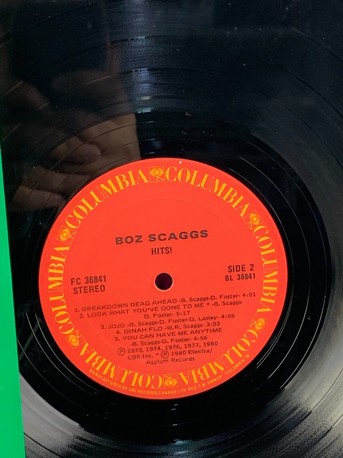 Boz Scaggs - Hits! Vinyl LP 1980) Record Album Columbia