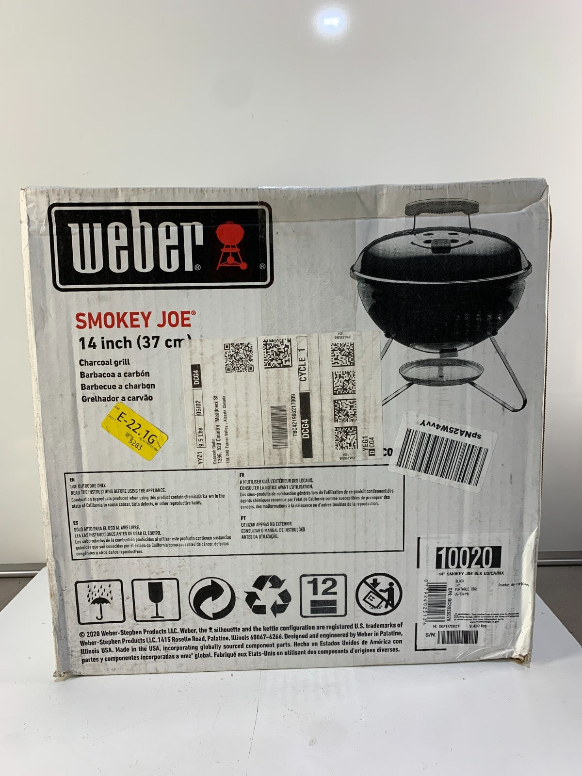 WEBER 14" SMOKEY JOE CHARCOAL GRILL PORTABLE BBQ BLACK 10020