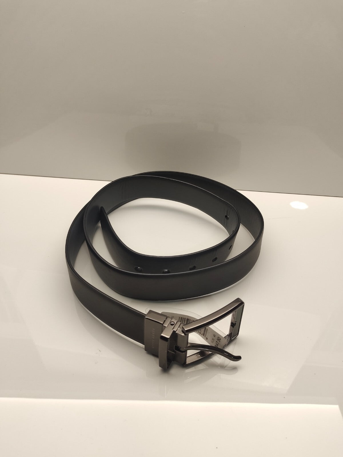 NWT PERRY ELLIS Genuine Leather Black Casual Dress Belt Standard Size