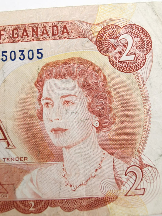 1974 CANADIAN TWO 2 dollars BANKNOTE